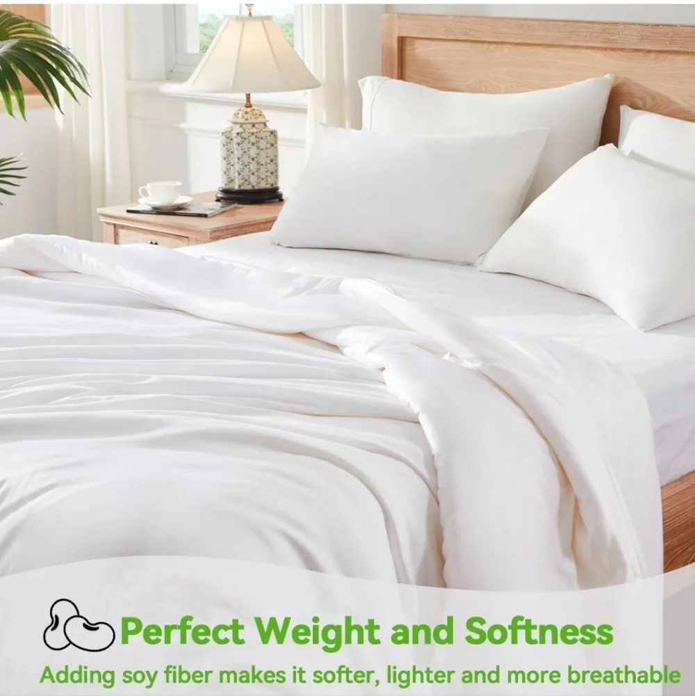 Globon Summer Comforter King,Luxurious Lightweight Blanket Hot Sleepers,Natural